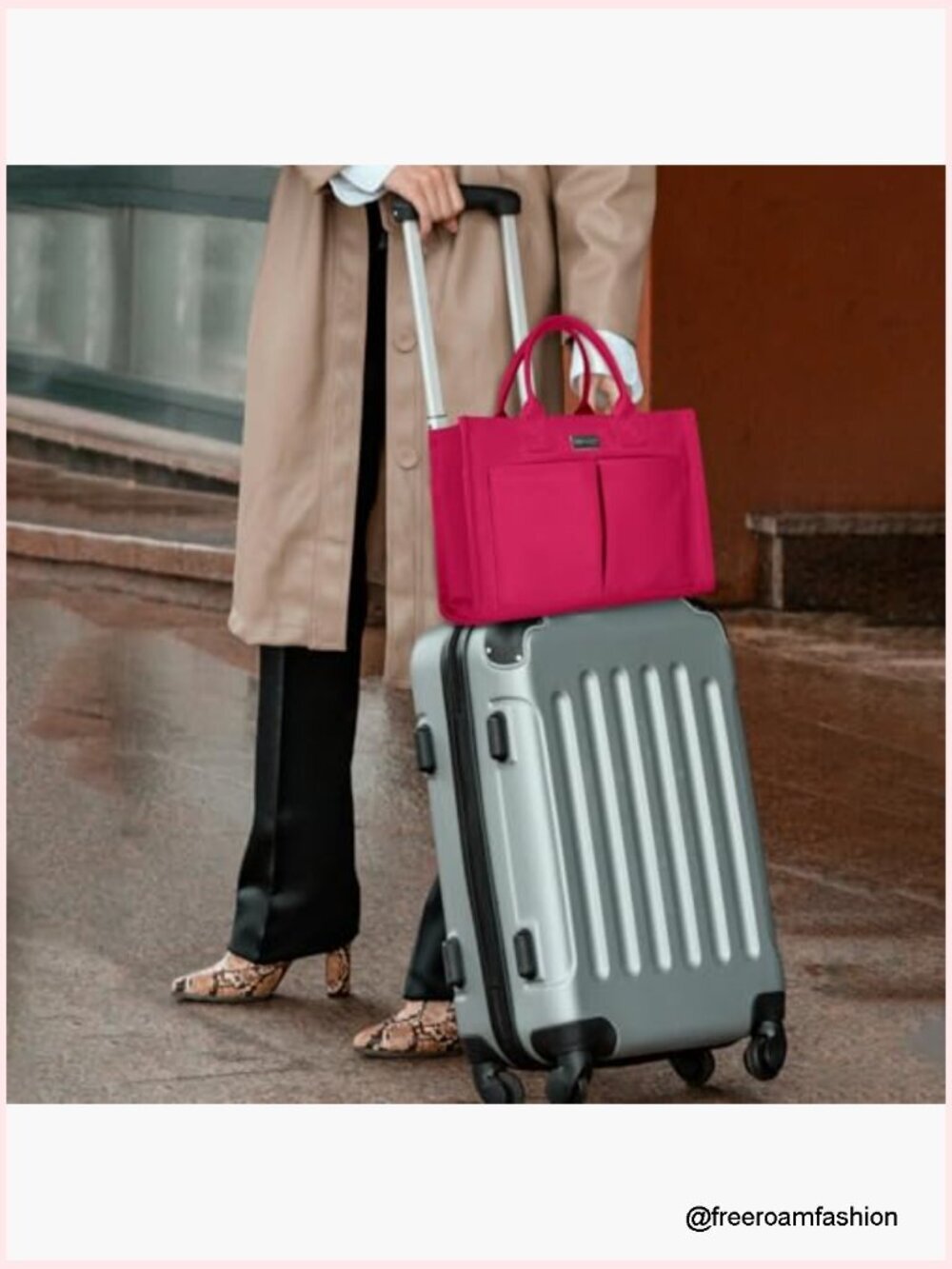 Heavyweight Canvas Tote Bag with 9 Pockets, Adjustable Crossbody Strap - Picture 3 of 7